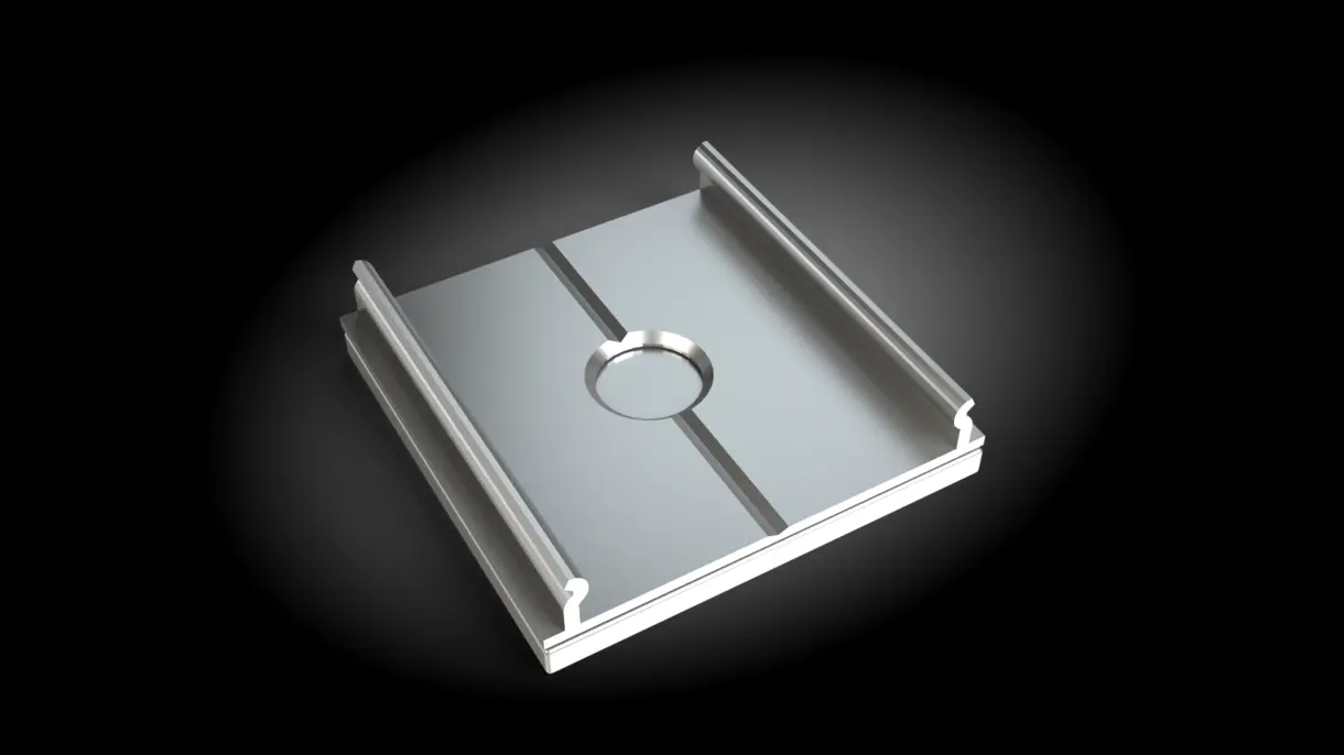 Magnetischer Clip zur Befestigung der LED-Lichtleiste VERSURA L am Metallfachboden – präzise Montagelösung von DWD Concepts