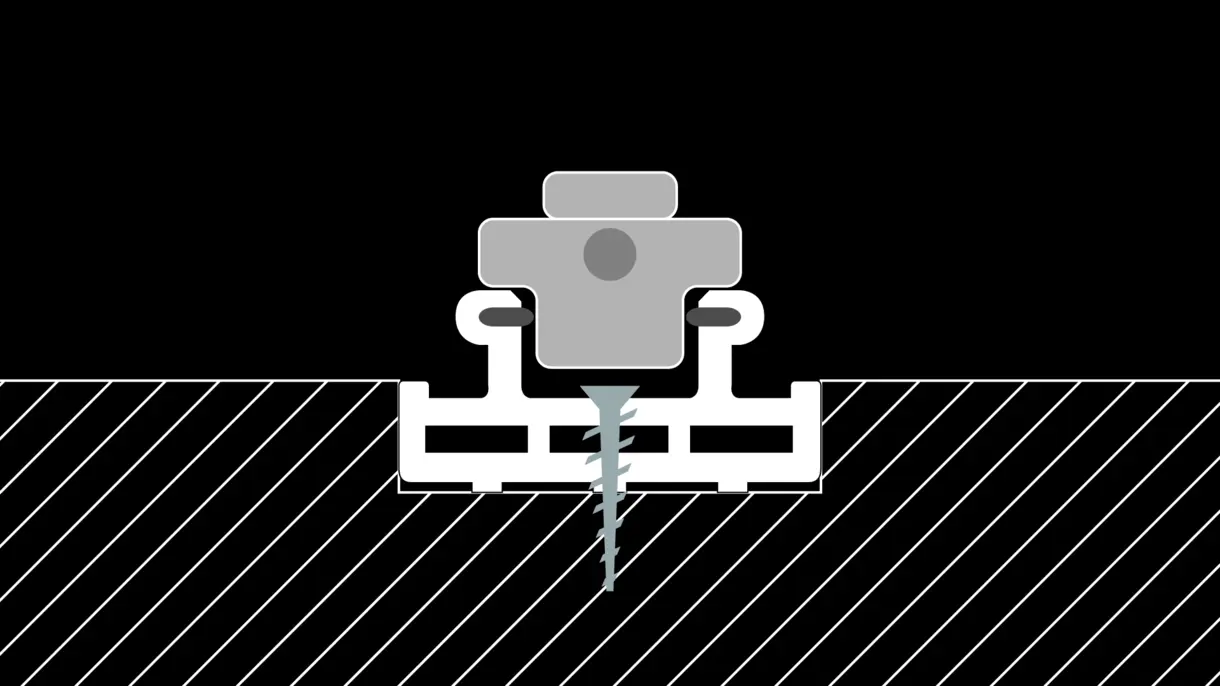 INWI X-line Stromschiene in halb eingelassener Montage mit Spin Plug von DWD Concepts – dezente LED-Stromzufuhr für Möbel-, POS- und Messebau.