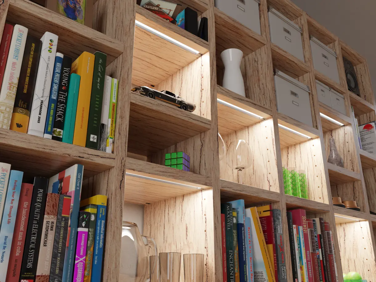 INWI R32 Stromschiene – ermöglicht eine komplett unsichtbare Stromversorgung im Regal – flexible Stromschienenlösung von DWD Concepts